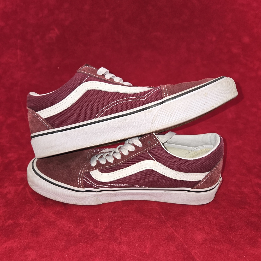 VANS Old Skool Sneakers – Maroon Suede & Canvas, Size M6.5/W8
